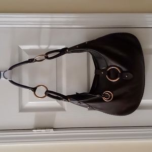 Kate Landry Brown Leather Hobo Shoulder Handbag